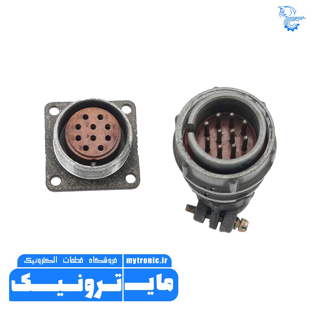 کانکتور روسی مادگی فلنچ 10 پین قطر 24 2 کانکتور روسی مادگی فلنچ 10 پین قطر 24
